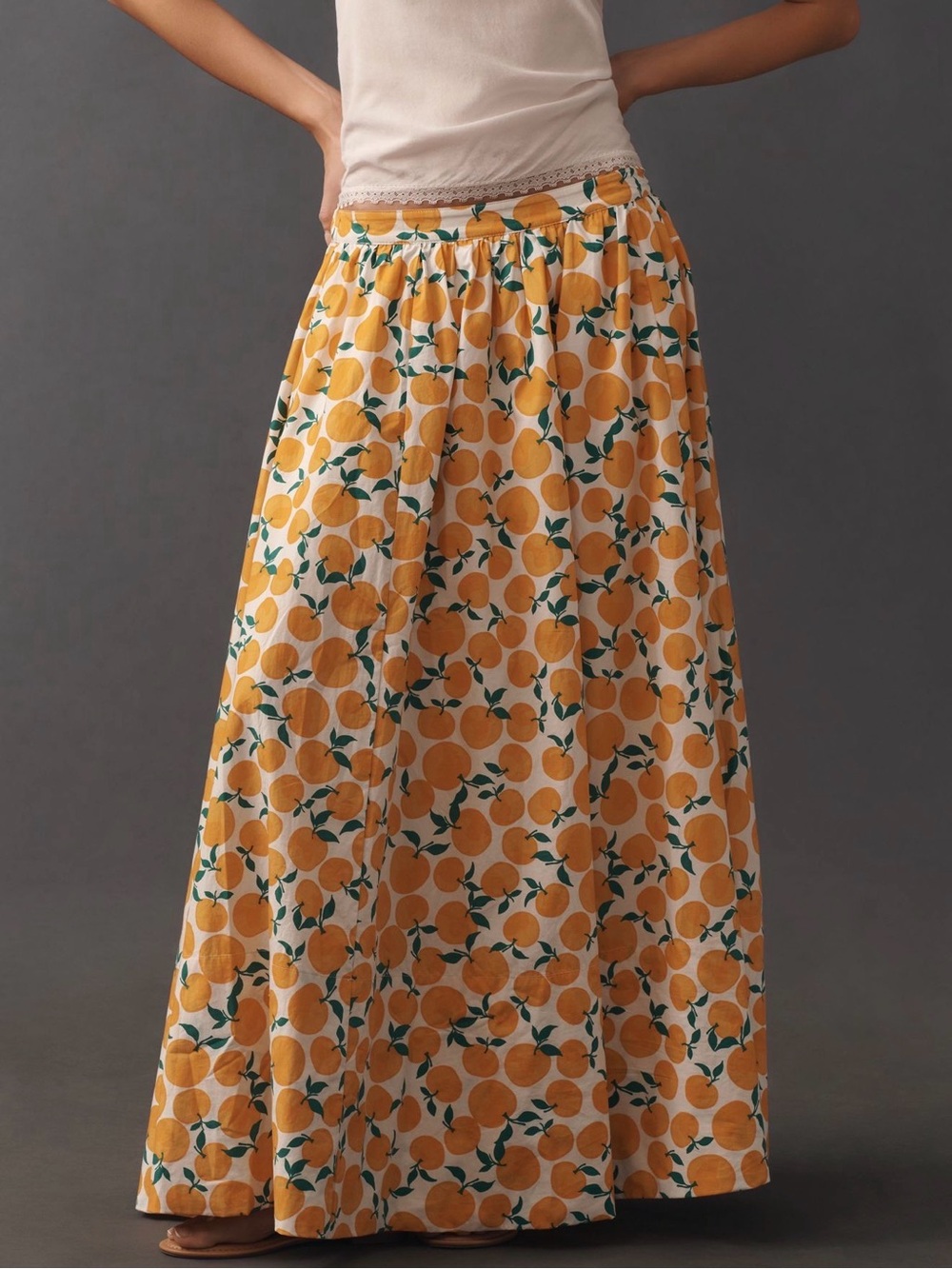 š MAEVE š ANTHROPOLOGIE Orange Print Jacie Poplin Maxi Skirt - Picture 10 of 13
